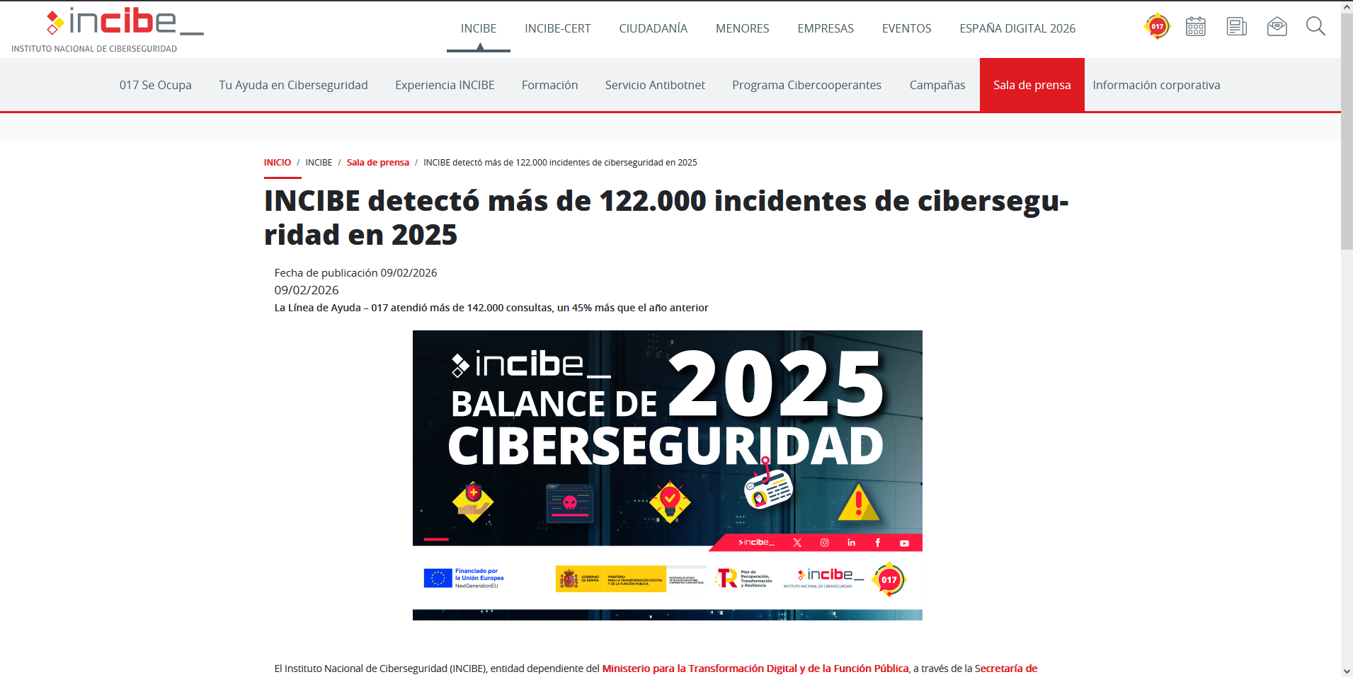 Informe INCIBE Ciberseguridad